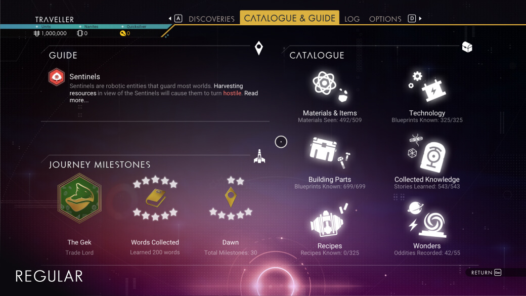 Screenshot of original menu UI